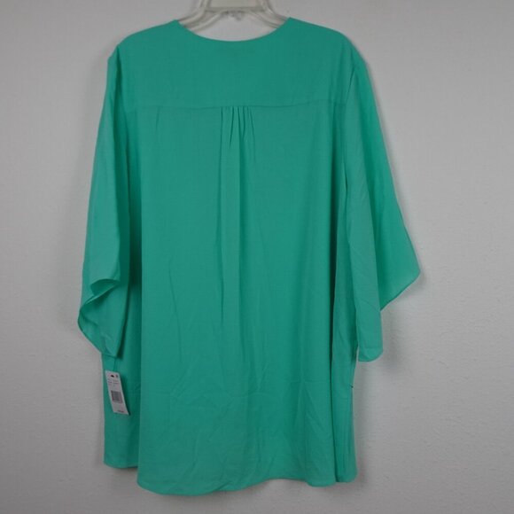 Calessa Embroidered Tunic Top Women's Plus Size 2X Blue Aqua Loose Fit V-Neck - Picture 4 of 10